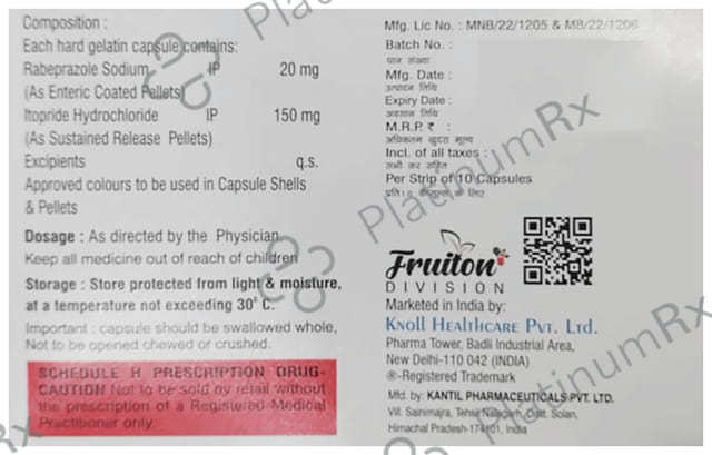Rabinol IT 150/20mg Capsule SR 10s