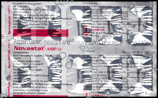 Novastat Asp 10/75mg Capsule 10s