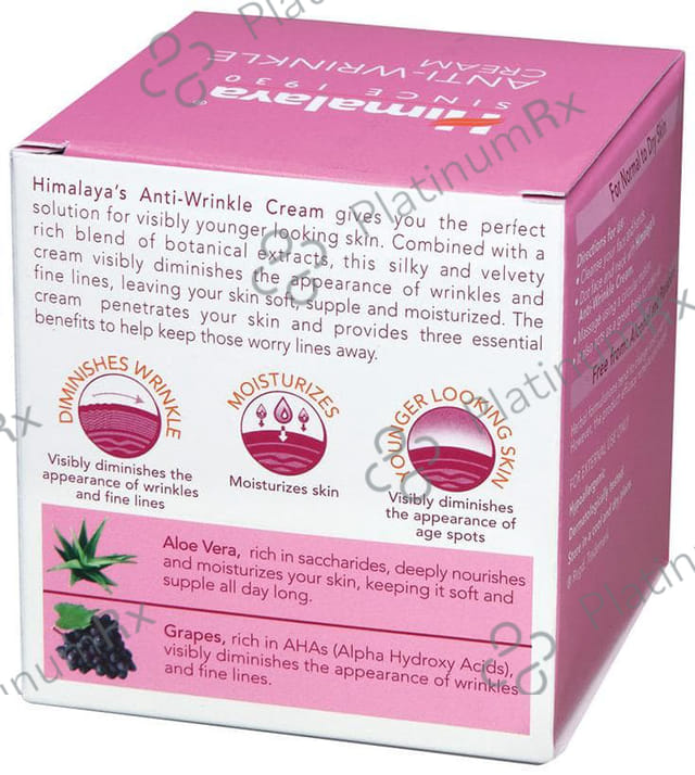 Himalaya Herbals Anti-Wrinkle Cream with Aloe Vera & Grape Extract - For Fine Lines & Age Spots