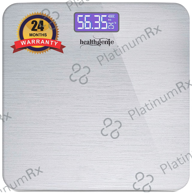Healthgenie 3377 Electronic Digital Weighing Machine Silver Brushed Metallic