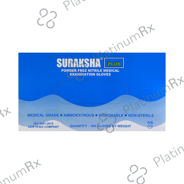 Suraksha Plus Powder Free Nitrile Medical Examination Glove Small