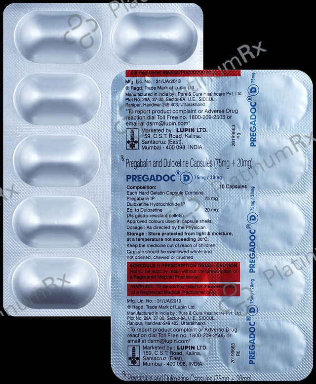 Pregadoc D 75mg/20mg Capsule