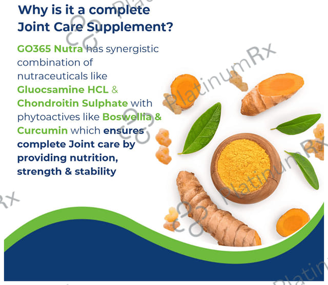 Go 365 Nutra with Glucosamine, Turmeric, Calcium & Vitamin D3 - For Joint Health - Tablet