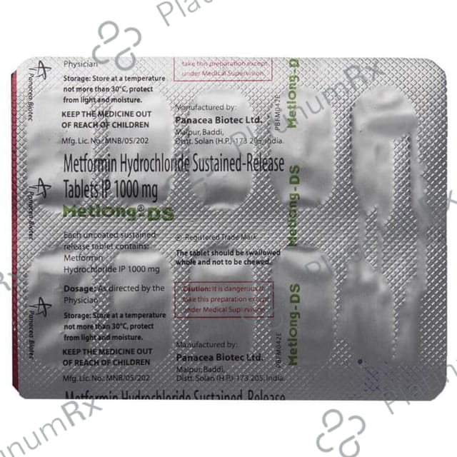 Metlong DS SR 1000mg Tablet 10s