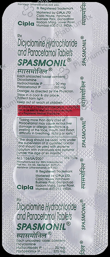 Spasmonil 20/325mg Tablet 10s