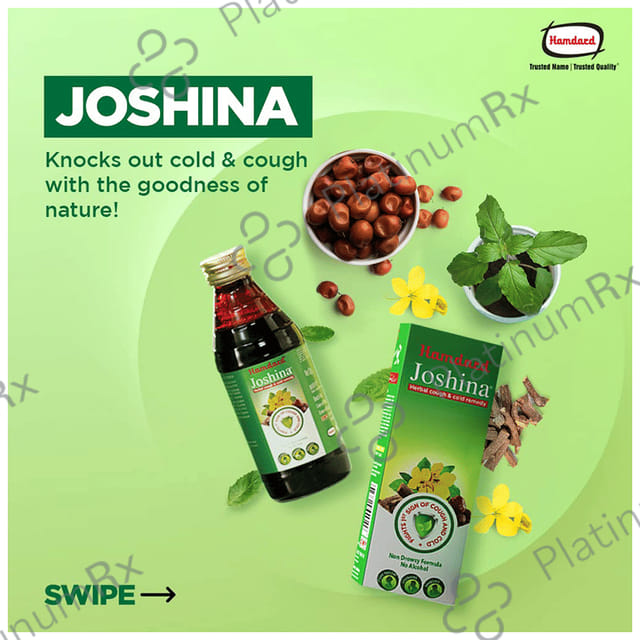 Hamdard Joshina Herbal Cough & Cold Syrup - Non-Drowsy Formula & No Alcohol 200 ml