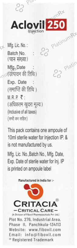 Aclovil 250mg Injection 1s