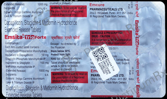 Emsita Trio Forte 10/1000/100mg Tablet ER 10s