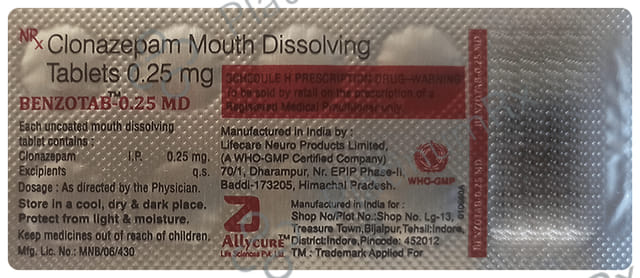 Benzotab 0.25 MD Tablet