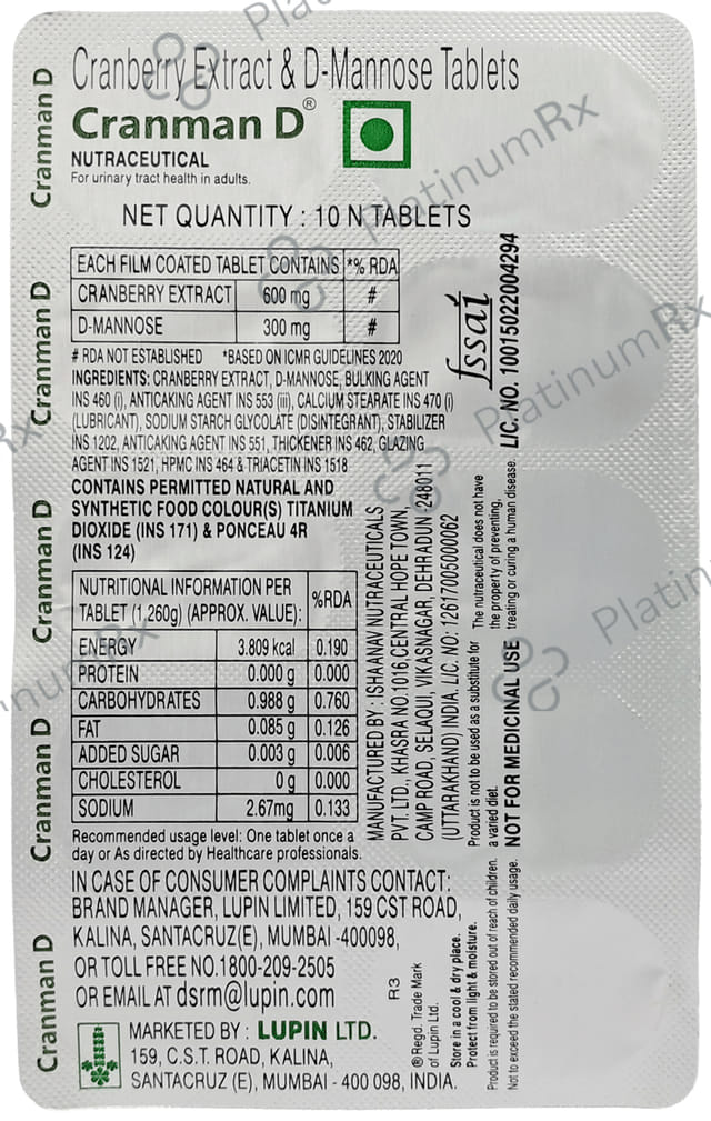 Cranman D 600/300mg Tablet 10s
