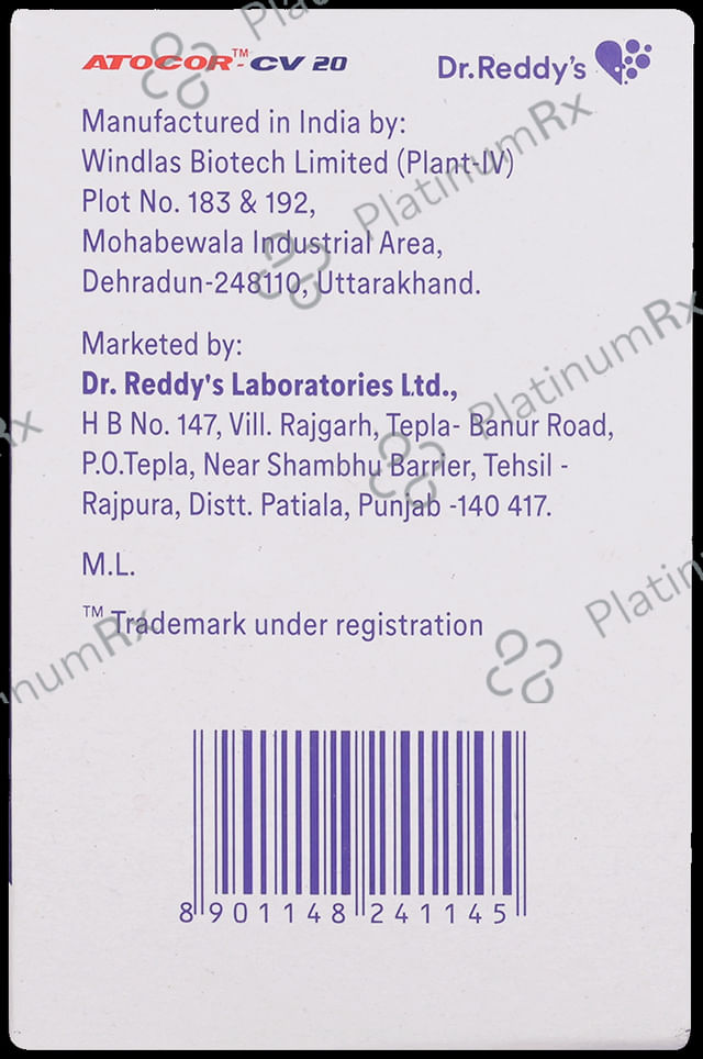 Atocor CV 20/75mg Capsule 10s