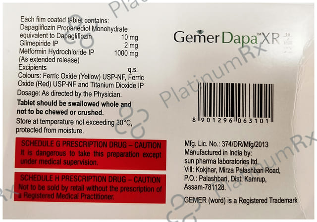 Gemer Dapa 10/2/1000mg Tablet XR 7s