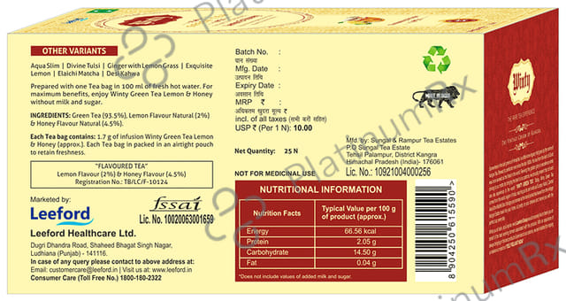 Leeford Lemon & Honey Green Tea Bag (1.7gm Each)
