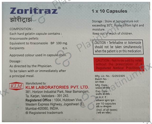 Zoritraz 100mg Capsule 10s