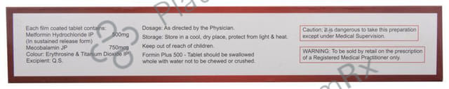 Formin Plus 500 Tablet SR 10s