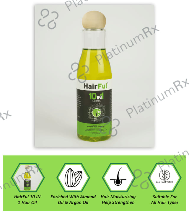 HairFul 10 IN 1 Hair Oil Enriched with Almond Oil & Argan Oil (200ml Each) 1 Bottle