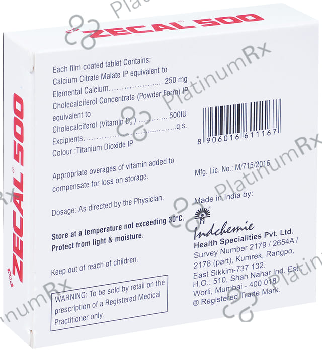 New Zecal 500IU/250mg Tablet 15s