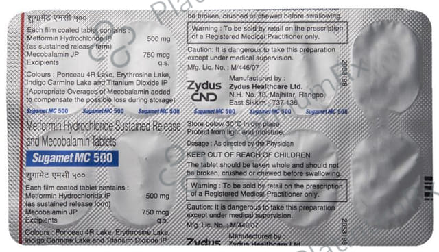 Sugamet MC 500mg Tablet SR 10s
