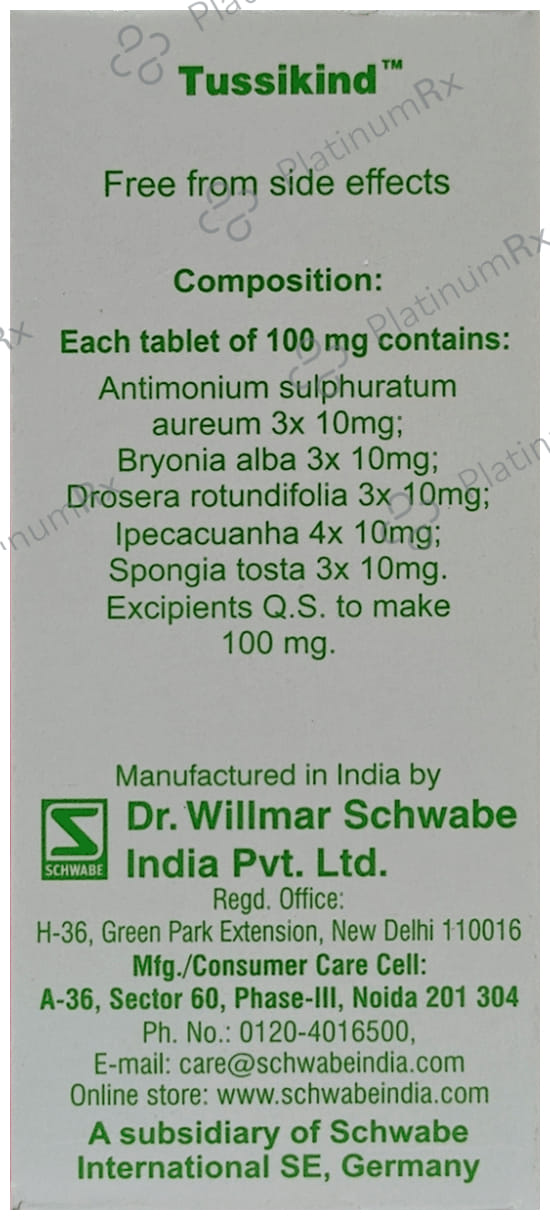 Dr Willmar Schwabe India Tussikind Tablet