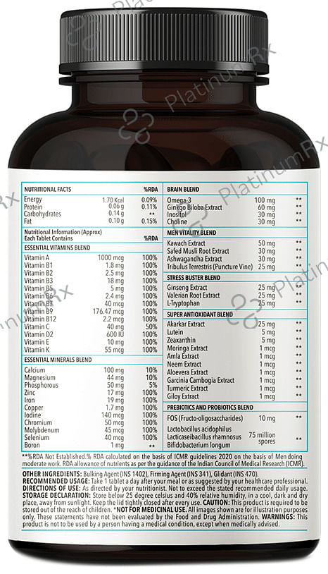Zingavita Multivitamin For Men with Vitamins, Minerals, Omega 3 & Herbs - For Immunity, Stamina & Muscle Support - 60 tablets