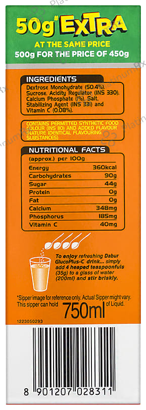 Dabur Glucoplus-C Powder Orange with Sipper Free