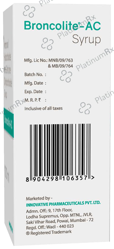 Broncolite AC 30/10mg Syrup 100ml