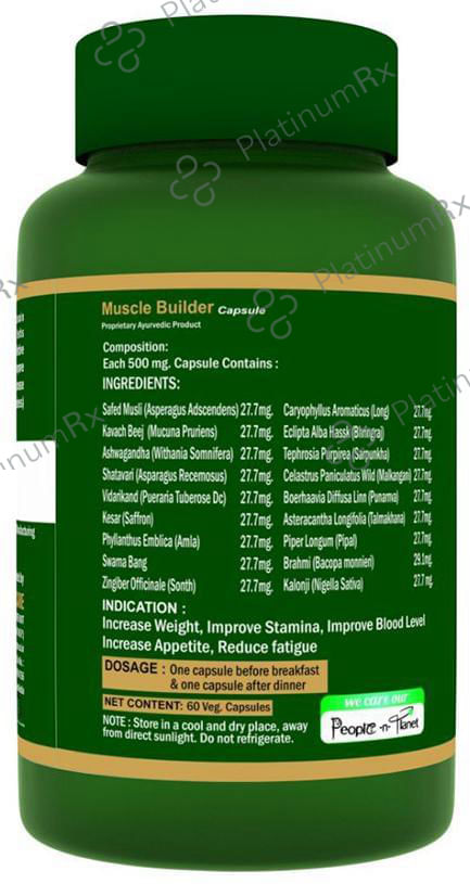 Herbo Natural Muscle Builder 500mg Veg Capsule