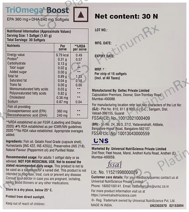 Triomega Boost Softgel Capsule 15s
