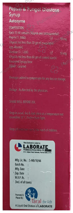 Astozyme Pinapple 50/10mg Syrup 200ml