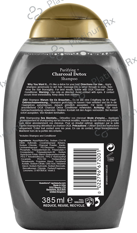 OGX Purifying+ Charcoal Detox Shampoo 385ml