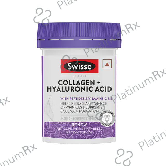 Swisse Collagen + Hyaluronic Acid - With Vitamin C & E for Anti-Wrinkle Support - Tablet