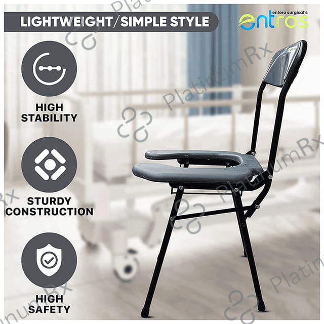 Entros C779A Folding Light Weight Commode Chair Front Cut