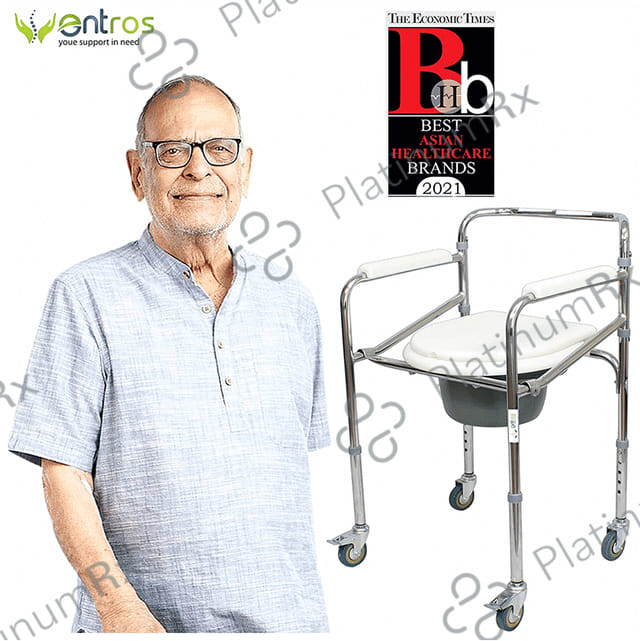 Entros KL696 Premium Steel Height Adjustable Commode Chair with Castors