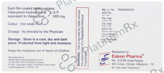 Valkon 1000mg Tablet 3s