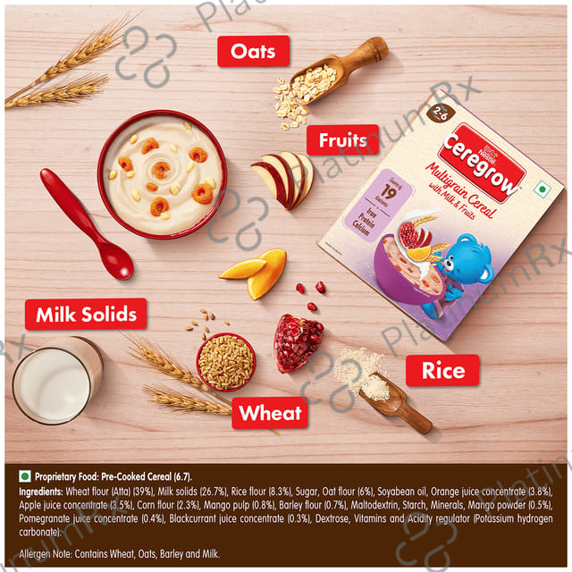 Nestle Ceregrow Multigrain Cereal with Milk & Fruits for 2 6 Years - Rich in Iron
