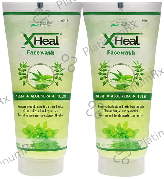 Healing Pharma X Heal Neem, Tulsi & Aloe Vera Face Wash (60ml Each) 2s