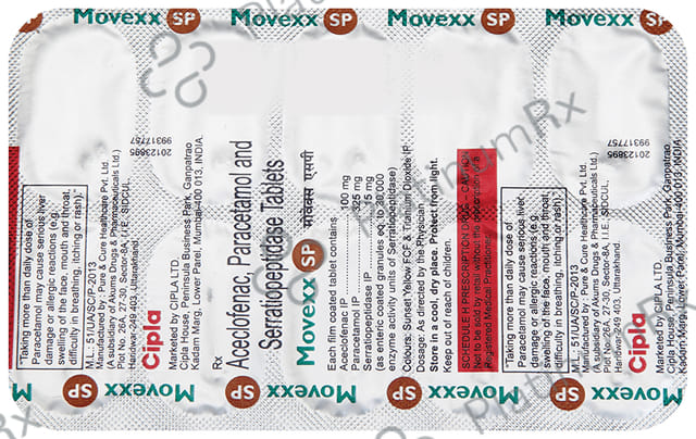 Movexx SP 100/325/15mg Tablet 10s