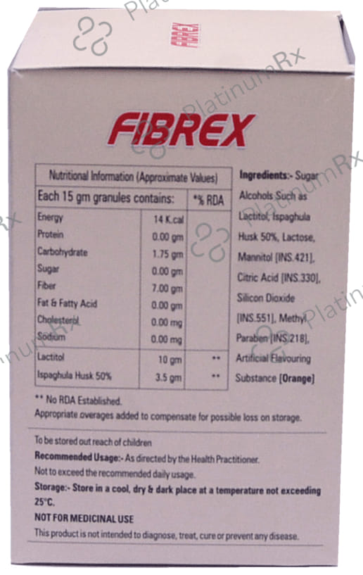 Fibrex 3.5/10gm Husk Orange Flavour Sugar Free Granules 270gm