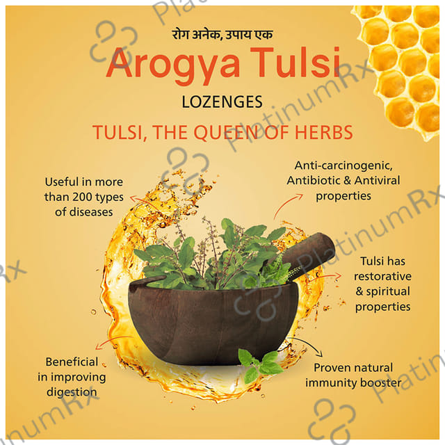 Arogya Tulsi Lozenges (6 Each) Honey Lemon 10 strips