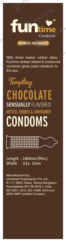 Funtime Dotted Ribbed & Contoured Chocolate Flavour Condom 10s
