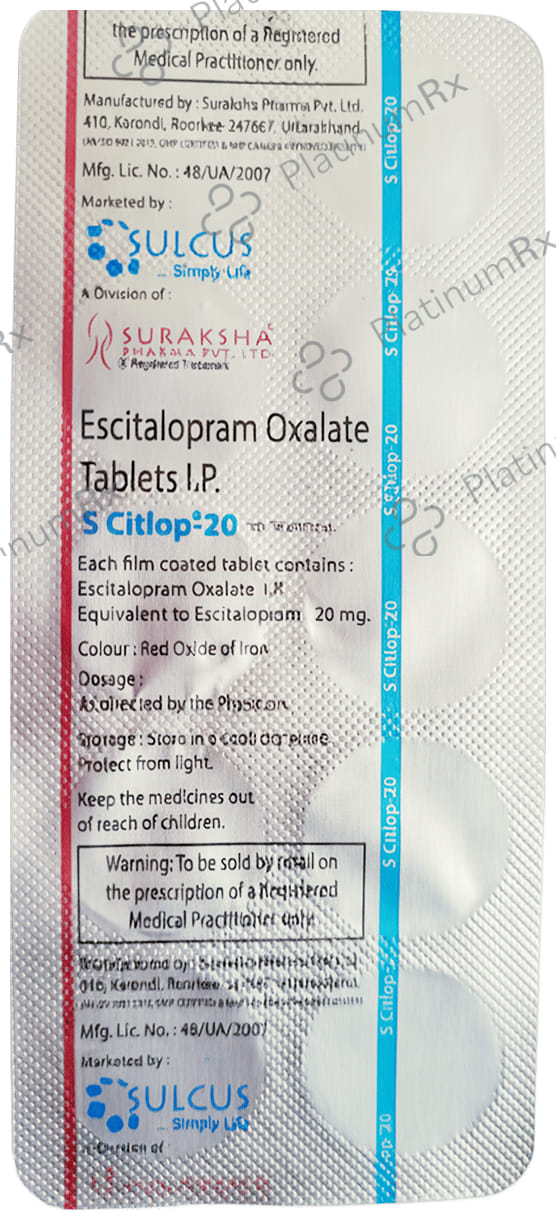 S Citlop 20mg Tablet