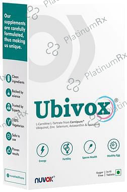 Nuvox Ubivox with L-Carnitine L-Tartrate for Energy & Fertility - Tablet Sugar Free