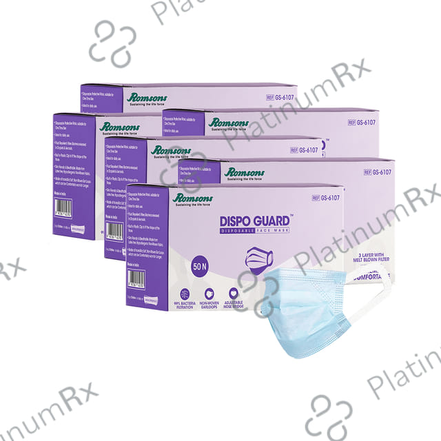 Romsons Gs-6107 Dispo Guard Face Mask 3 Layer with Melt Blown Filter (50 Each) 6 units