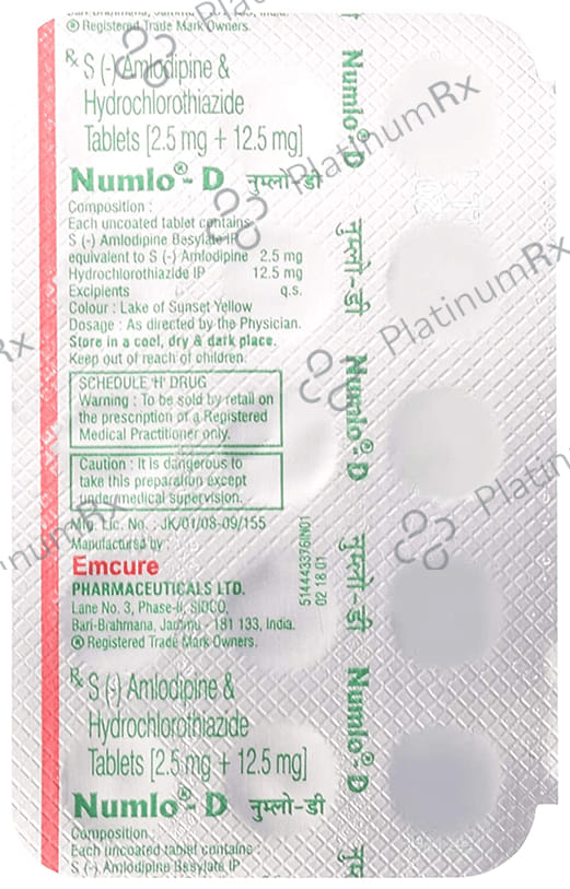 Numlo D 2.5/12.5mg Tablet 15s