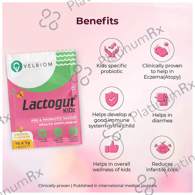 Velbiom Lactogut Kidz Sachet (1gm Each) Orange