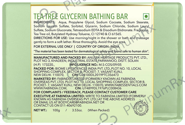 Fabessentials Tea Tree Glycerin Bathing Bar