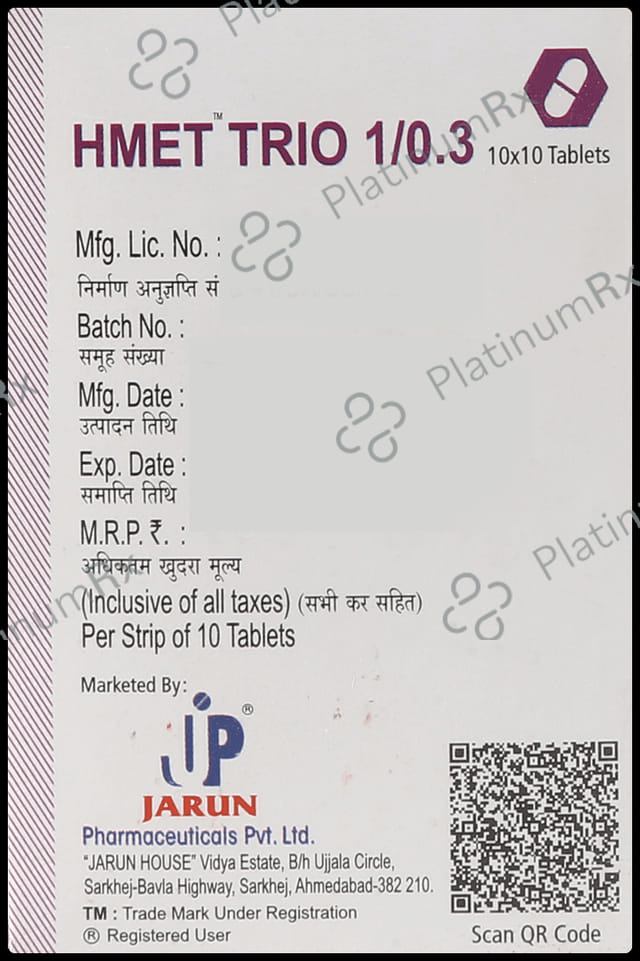 Hmet Trio 1mg/500mg/0.3mg Tablet