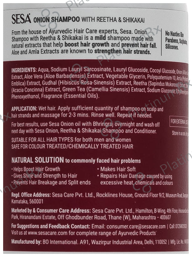 Sesa Onion Shampoo with Reetha & Shikakai