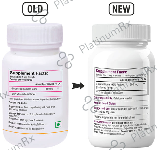 Biotrex Glutathione 500 mg Veg Capsule
