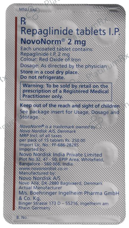 Novonorm 2mg Tablet 15s